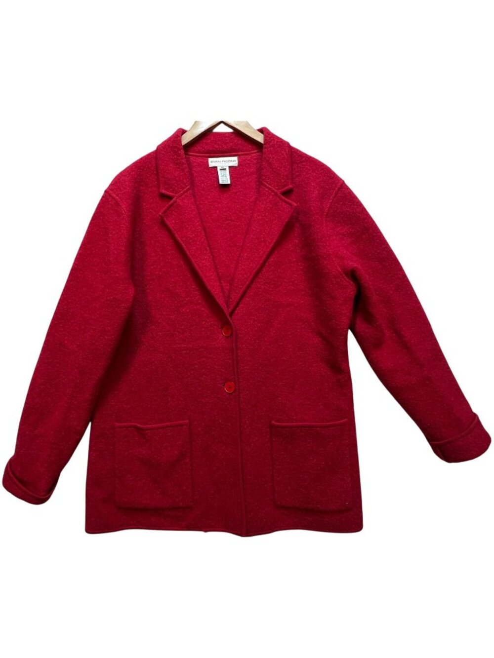 Vintage Evan-Picone Women's Wool Button Up Overcoat Long Sleeve Sz XL Cherry Red